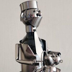 Dentist metal wine bottle holder sculpture funny gift